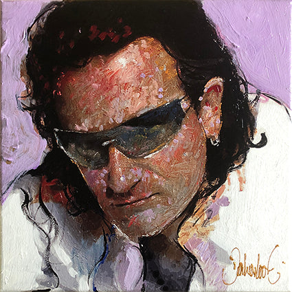 Ingeschilderd giclée van Bono door Peter Donkersloot 30x30 cm.  4 cm. dikte