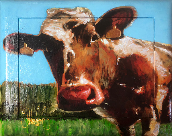 Vache dans le pré | Pierre Donkersloot 43x53 cm.